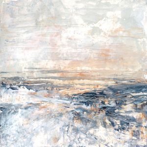 ZEN HORIZONS 1 QUADRADO, OCEANO DE PRAIA ONDAS NUVENS PINTURA