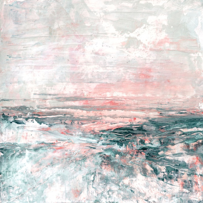 ZEN HORIZONS 3 QUADRADO, OCEANO DE PRAIA ONDAS NUVENS PINTURA