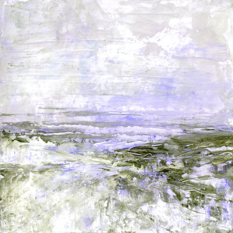 ZEN HORIZONS 4 QUADRADO, OCEANO DE PRAIA ONDAS NUVENS PINTURA