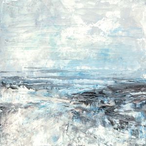 ZEN HORIZONS 6 QUADRADO, OCEANO DE PRAIA ONDAS NUVENS PINTURA