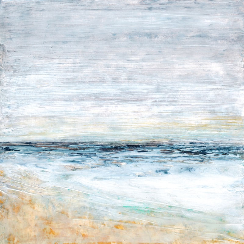 GENTLE TIDE 1 QUADRADO, OCEANO MARÉ DE PRAIA MINIMALISTA PINTURA