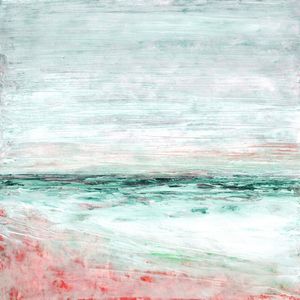 GENTLE TIDE 4 QUADRADO, OCEANO MARÉ DE PRAIA MINIMALISTA PINTURA