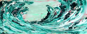 CRASHING WAVES 3 VERDE PANORAMICO, OCEANO ONDAS COSTEIRO PINTURA