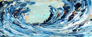 CRASHING WAVES 1 AZUL PANORAMICO, OCEANO ONDAS COSTEIRO PINTURA
