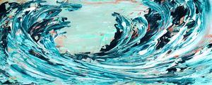 CRASHING WAVES 2 TURQUESA PANORAMICO, OCEANO ONDAS COSTEIRO PINTURA