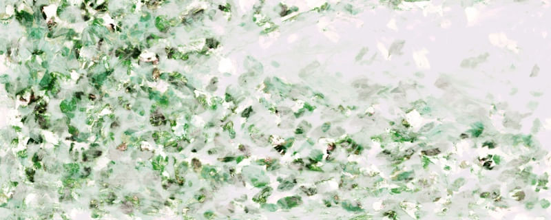 HANAMI 7 VERDE CINZA PANORAMICO, FLORAL ABSTRATO FLORES PÉTALAS ELEGANTE PINTURA