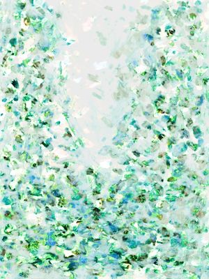 HANAMI 2 TURQUESA VERDE, FLORAL ABSTRATO FLORES PÉTALAS ELEGANTE PINTURA