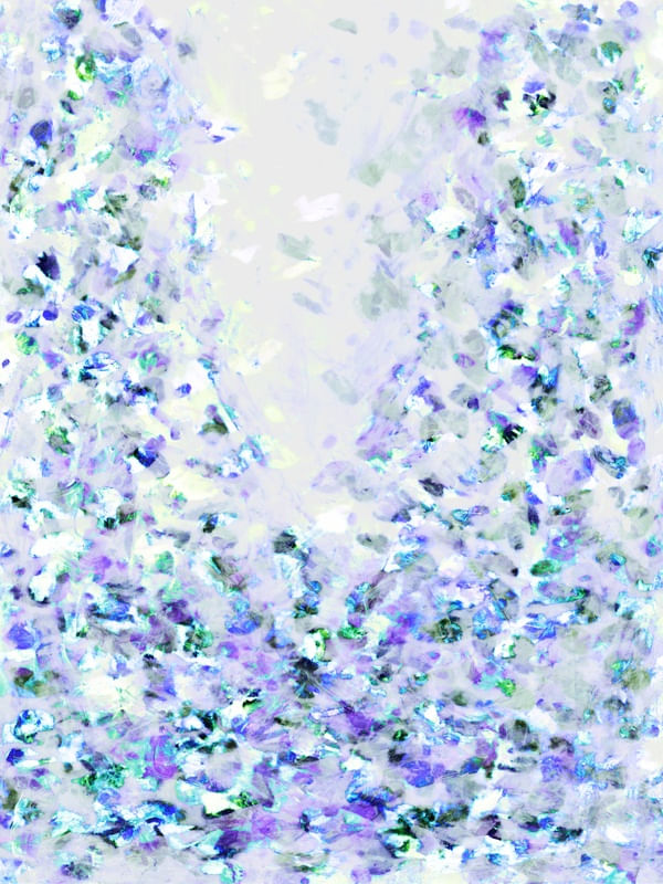 HANAMI 3 ROXO VERDE, FLORAL ABSTRATO FLORES PÉTALAS ELEGANTE PINTURA