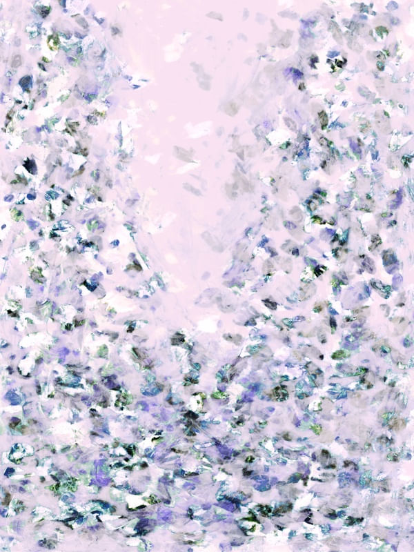 HANAMI 6 LAVANDA ROXO, FLORAL ABSTRATO FLORES PÉTALAS ELEGANTE PINTURA