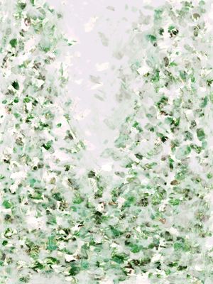 HANAMI 7 VERDE CINZA, FLORAL ABSTRATO FLORES PÉTALAS ELEGANTE PINTURA
