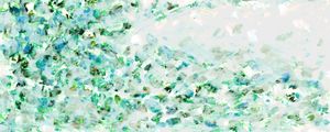 HANAMI 2 TURQUESA VERDE PANORAMICO, FLORAL ABSTRATO FLORES PÉTALAS ELEGANTE PINTURA
