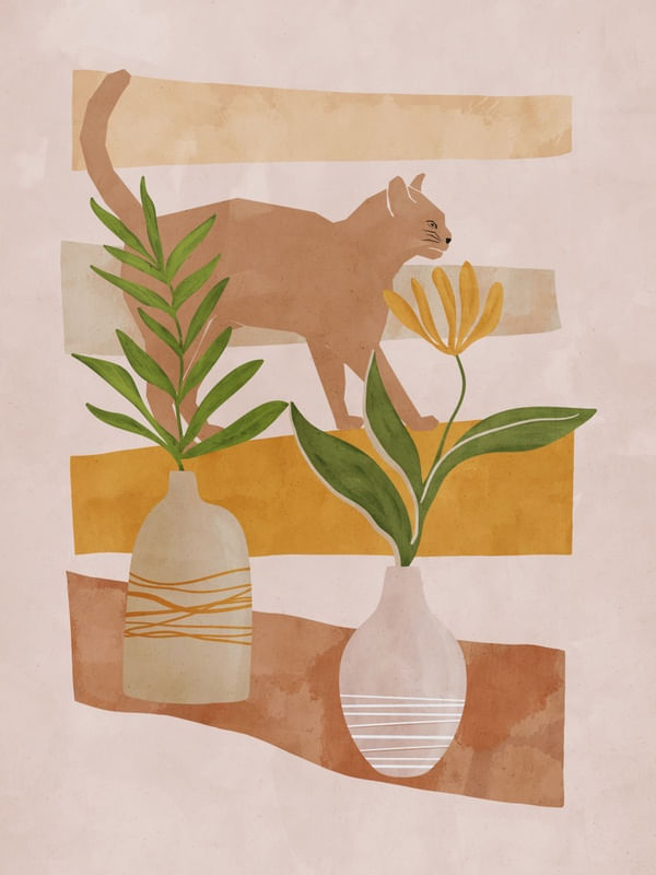 ABSTRACT CAT NEUTRAL COLORS