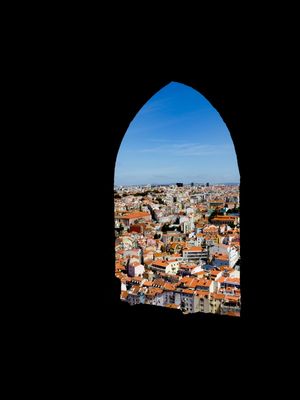 LISBOA VISTA ATRAVÉS DE JANELA DO CASTELO DE SÃO JORGE