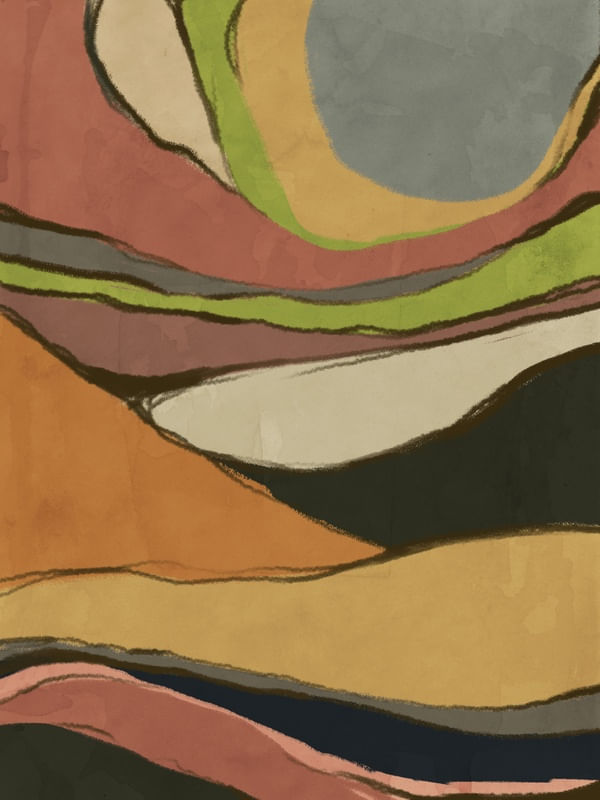ABSTRATO ONDAS VERDE E LARANJA