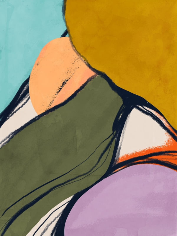 ABSTRATO CURVAS AZUL LARANJA E VERDE I - DÍPTICO