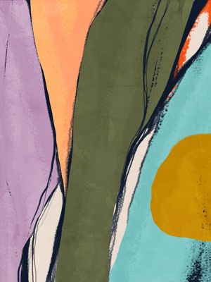 ABSTRATO CURVAS AZUL LARANJA E VERDE II - DÍPTICO