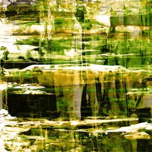 ABYSS 1 VERDE QUADRADO, ABSTRATO BOTANICO ORGANICO PINCELADAS PINTURA