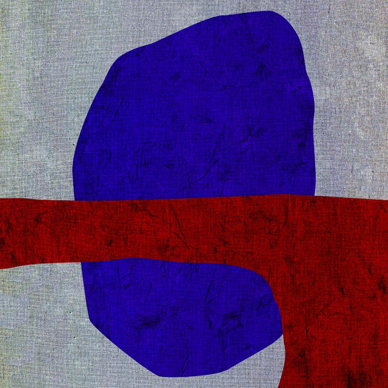 ABSTRACT ART SQUARE 5 - BLUE AND RED 06 / 02