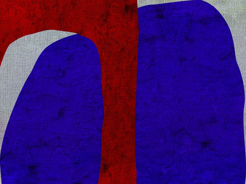 ABSTRACT ART LANDSCAPE 4 - BLUE AND RED 06 / 02
