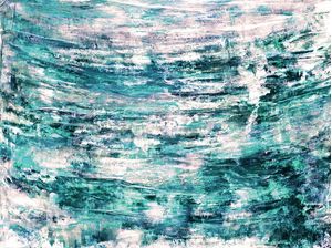 THE NITTY GRITTY CERCETA TURQUESA, OCEANO FLUXO ONDAS MARE ORGANICO PINTURA