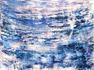 THE NITTY GRITTY INDIGO AZUL, OCEANO FLUXO ONDAS MARE ORGANICO PINTURA