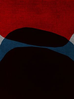 ABSTRACT ART PORTRAIT - ORANGE AND BLUE V5