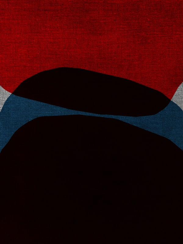 ABSTRACT ART PORTRAIT - ORANGE AND BLUE V5