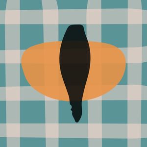 BORBOLETA LARANJA EM XADREZ VERDE