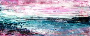 SAILOR'S DELIGHT 6 PANORAMICO ROSA AZUL, OCEANO DE PRAIA ABSTRATO PINTURA