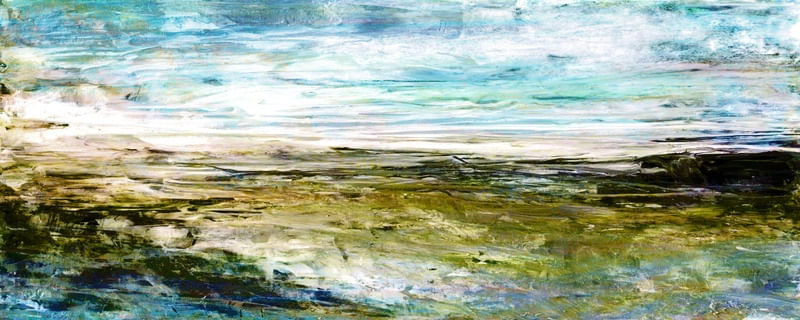 SAILOR'S DELIGHT 7 PANORAMICO VERDE TURQUESA, OCEANO DE PRAIA ABSTRATO PINTURA