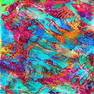 LIFE AQUATICA 1 ARCO IRIS NEON, ORGANICO TEXTURIZADO ABSTRATO PINTURA