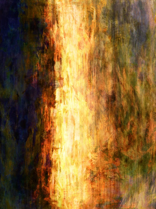 MIDNIGHT WATERFALL AMARELO LARANJA VERDE, ABSTRATO ORGANICO PINTURA