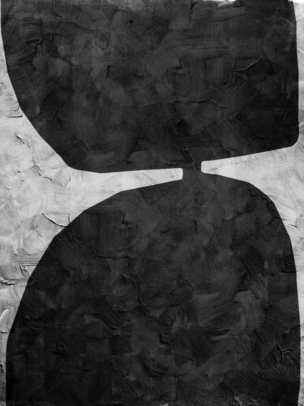 BLACK AND WHITE ABSTRACT ART - SHAPES AND BRUSHES - 1003
