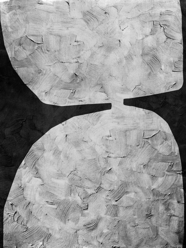 BLACK AND WHITE ABSTRACT ART - SHAPES AND BRUSHES - 1004