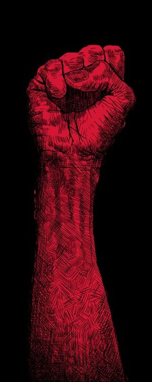 SIMBOLO DE RESISTÊNCIA - PUNHO FECHADO E ERGUIDO - PANORAMICA BLACK