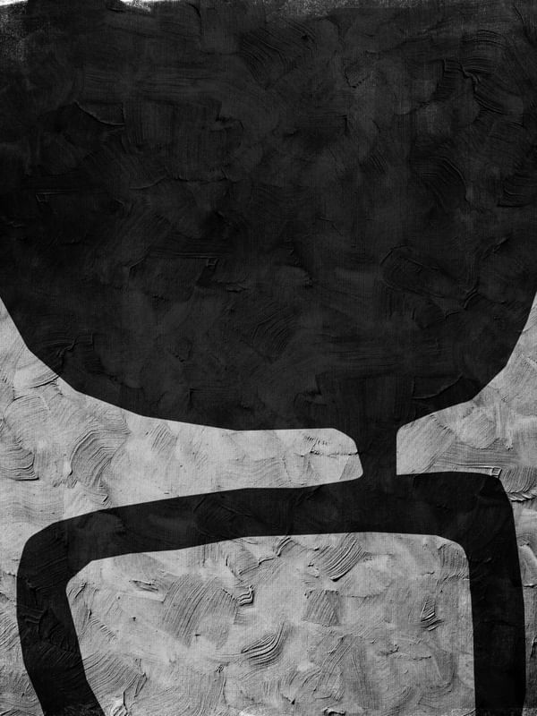 BLACK AND WHITE ABSTRACT ART - SHAPES AND BRUSHES - 1005