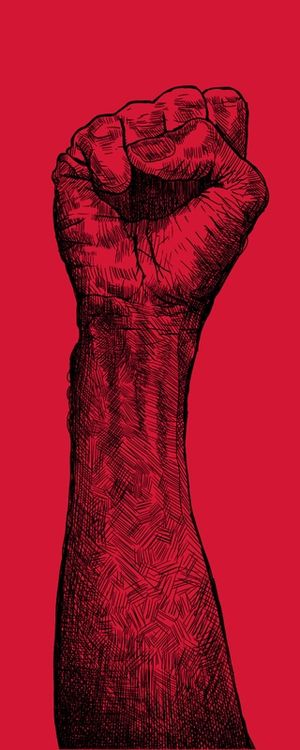 SIMBOLO DE RESISTÊNCIA - PUNHO FECHADO E ERGUIDO - PANORAMICA RED