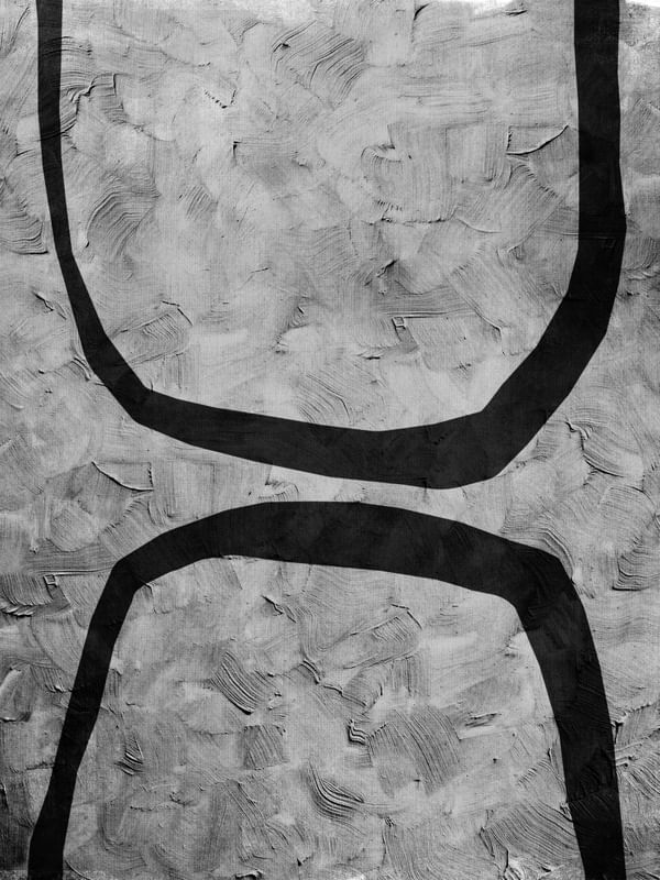 BLACK AND WHITE ABSTRACT ART - SHAPES AND BRUSHES - 1007