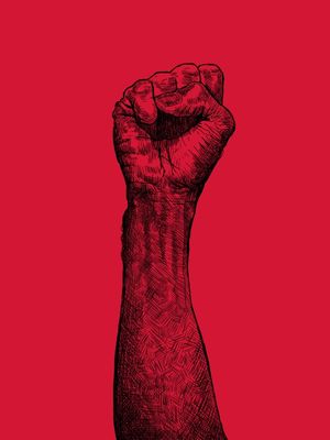 SIMBOLO DE RESISTÊNCIA - PUNHO FECHADO E ERGUIDO - 90X120 - VERMELHO