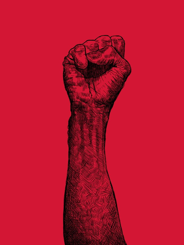 SIMBOLO DE RESISTÊNCIA - PUNHO FECHADO E ERGUIDO - 90X120 - VERMELHO