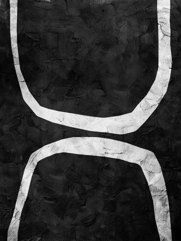 BLACK AND WHITE ABSTRACT ART - SHAPES AND BRUSHES - 1008