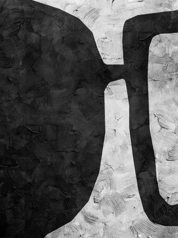 BLACK AND WHITE ABSTRACT ART - SHAPES AND BRUSHES - 1013
