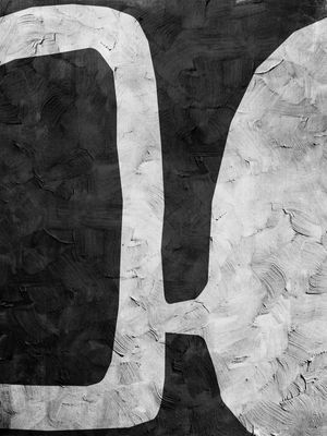 BLACK AND WHITE ABSTRACT ART - SHAPES AND BRUSHES - 1016