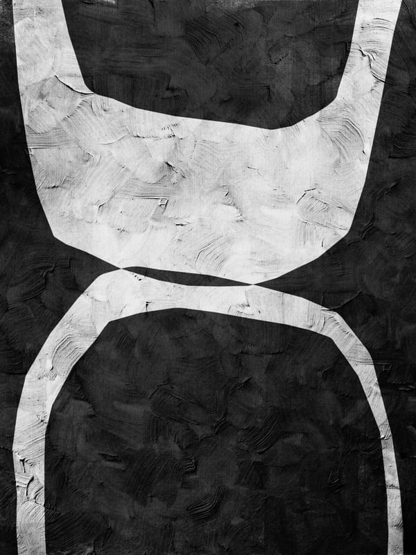 BLACK AND WHITE ABSTRACT ART - SHAPES AND BRUSHES - 1018