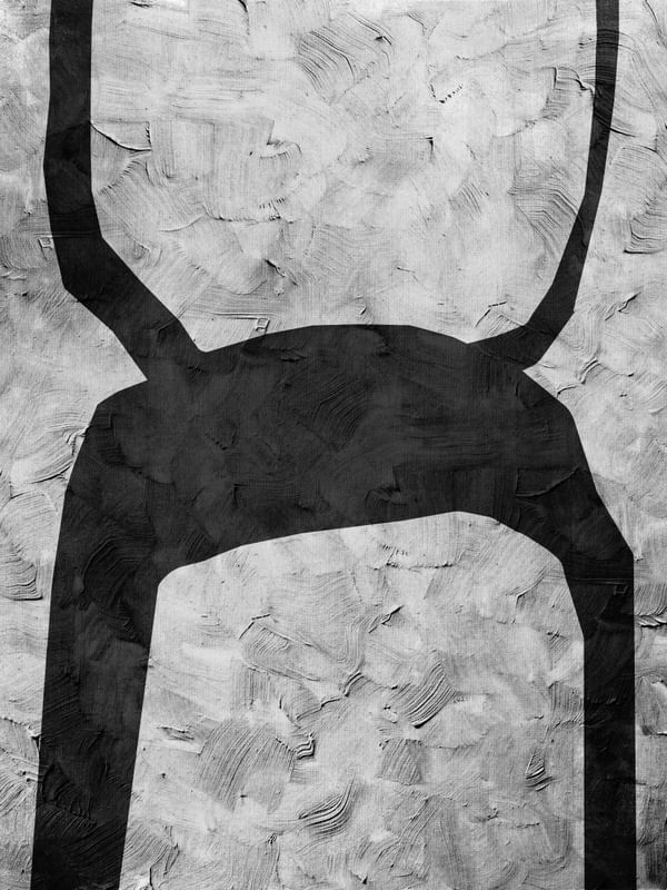 BLACK AND WHITE ABSTRACT ART - SHAPES AND BRUSHES - 1019
