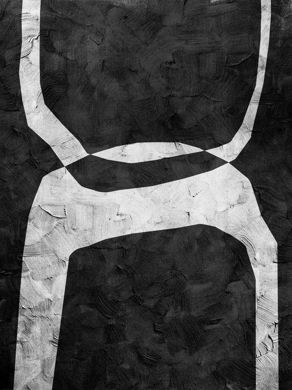 BLACK AND WHITE ABSTRACT ART - SHAPES AND BRUSHES - 1020