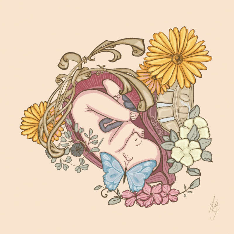 FETO NO ÚTERO COM FLORES