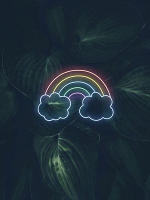 NEON RAINBOW ON GREEN