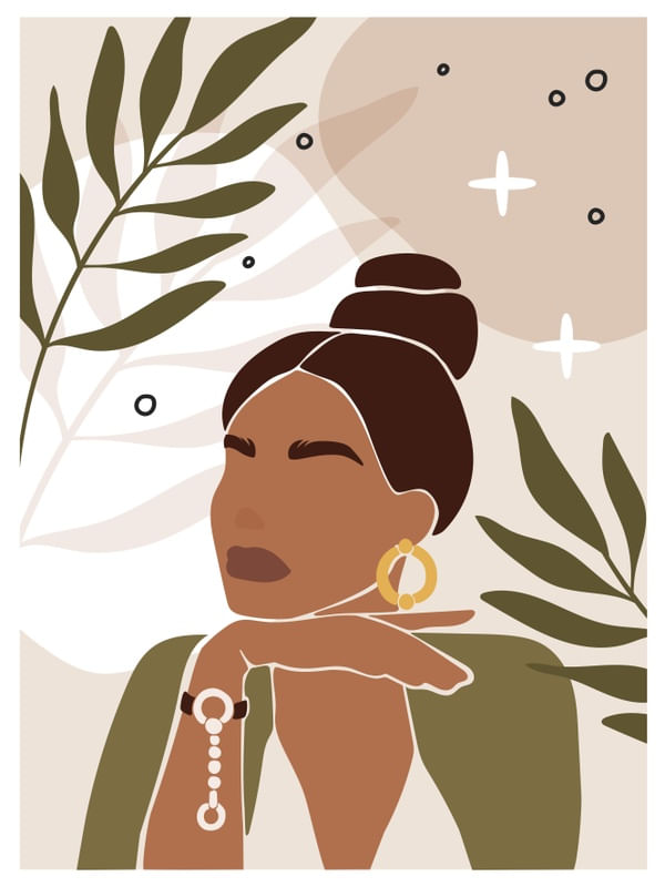 MULHER RAINHA DA FLORESTA MINIMALISTA