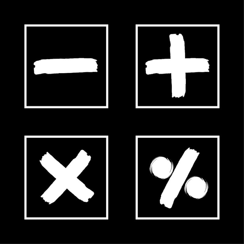 MATH SIGNS BLACK WHITE